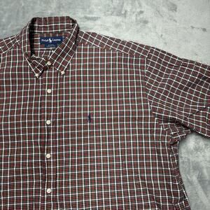 Ralph Lauren Shirt Mens 2XL Red Blue Plaid Blake Button Down Classic Fit S/S